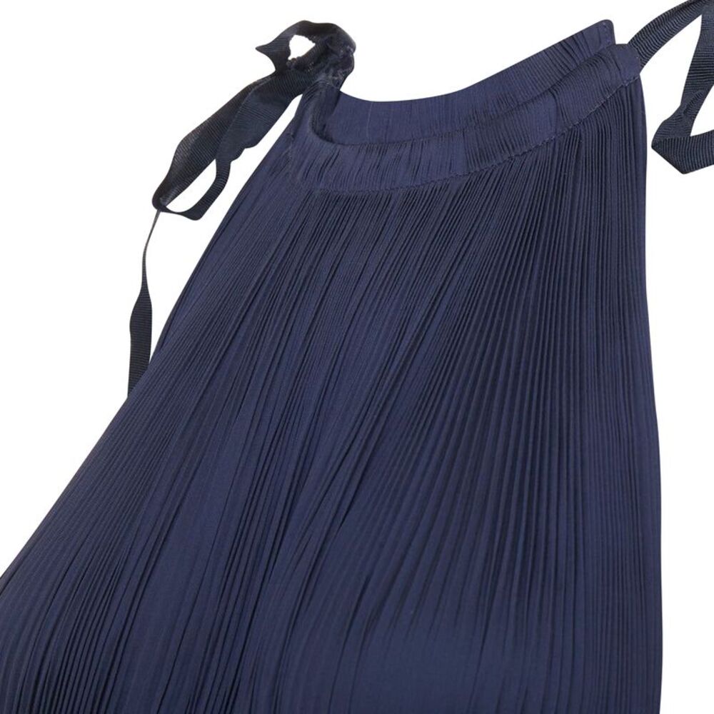 ULLA JOHNSON midnight blue pleated halter neck drawstring tie midi dress US0 XS - Picture 5 of 9